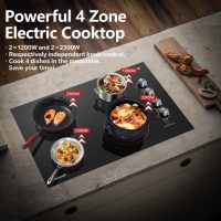 AMZCHEF 30 Inch Electric Cooktop, Built-in with 4 Burners Max 7000W with ETL Safety Certified, 30" Glass Ceramic Cook Top,Knob control, Hot Surface Indicator,220V - 240V Hard Wire, No Plug - Image 3