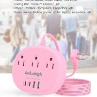 Pink Extension Cord with Surge Protected 1080J - 5 FT Flat Extension Cord, 1625W Cute Extension Cord with 3 AC Outlet 4 USB (24W/4.8A), Compact for Cute Pink Kawaii Desk Home Essentials - Image 5