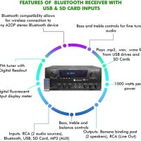 Home Theater Sound System Kit - 1000 Watts Bluetooth Amplifier w/ 4 QTY of 8" Framed Ceiling Speakers 300 W Each, 100 ft Speaker Wire & Remote Perfect for Home, Office,Bar, Restaurant by Technical Pro - Image 3