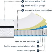 Queen Mattress 10 Inch | Queen Size Hybrid Mattresses in a Box | Medium Firm Feel Memory Foam and Individual Pocket Springs | Fiberglass Free Bed Matress | Breathable | CertiPUR-US | Upgrade - Image 4