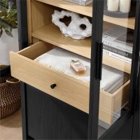 Modway Evie Arched Display Cabinet in Black Oak - Modern Tall Storage Cabinet with Shelves - Sophisticated Glass Door Bookcase - Elegant Living Room and Hallway Accent Cabinet - Image 9