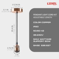 Vintage Mini Pendant Light Kit - UL E26 Lamp Socket - Industrial Edison Retro Ceiling Hanging Pendant Fixture - DIY Chandelier Decor Kit Adjustable Woven Pendant Light Cord (Copper) - Image 3