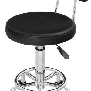 HOOBRO Height Adjustable Rolling Stool, 360° Rotating Drafting Chair, Multi-Purpose Office Desk Chair, Rolling Swivel Salon Stool Chair, for Barber Shop, Nail Salon, Office, Black SB01BY01G1