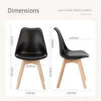 Sweetcrispy Dining Chairs Set of 4, Kitchen Room PU Leather Mid Century Modern Chairs, Upholstered Dining Chair with Wood Legs for Home Kitchen, Black - Image 6