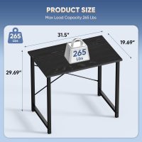 DUMOS 32 Inch Office Small Computer Desk Modern Simple Style Writing Study Work Table for Home Bedroom - Wood Black - Image 3