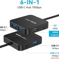 ACASIS USB C Hub 10Gbps, 6-in-1 Multiport Adapter with 4K 60Hz HDMI, 100W Power Delivery, USB A3.2 Data Port, USB C to HDMI Adapter for MacBook, Dell, Lenovo, Surface, iPad PRO, XPS(Black) - Image 2