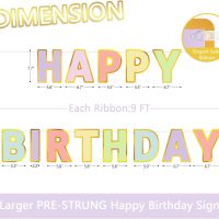 Happy Birthday Banner & Sign - 9ft Pre-Strung No Assembly Birthday Decorations,Reusable Party Backdrop, Wall Decor for All Celebrations - Image 2
