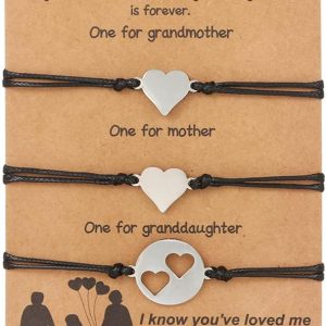 Grandma Mother Daughter Gift Bracelets for 3 Generations Bracelets for Grandma Mom Granddaughter Mother's Day Birthday Gifts