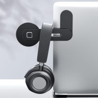 CloudValley Adjustable Laptop Stand, Magnetic Phone Holder, Aluminum Slim Computer Monitor Side Mount Clip for iPhone MagSafe Series & All Phones, Portable Foldable Computer Expansion Bracket, Black - Image 8