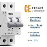 50Amps Solar Circuit Breaker 2P 550VDC Miniature Circuit Breaker Solar DIN Rail Mount Thermal Magnetic Trip Solar PV Isolator Solar Panel for Photovoltaic Systems - Image 2