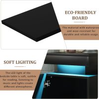 oneinmil Nightstand Set of 2 with LED Lights,Night Stand with Storage Cabinet for Bedroom,Bedside Table with LED, Black - Image 8