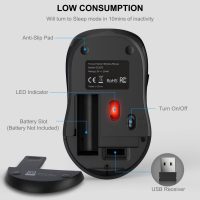 WisFox 2.4G Wireless Mouse for Laptop, Ergonomic Computer Mouse with USB Receiver and Type-C Adapter, 3 Adjustable Levels DPI, 6 Button Cordless Wireless Mice (Grey, 1 Pack) - Image 6