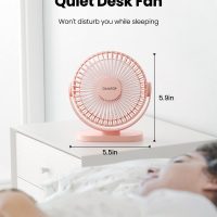 Gaiatop USB Desk Fan, 5.5 Inch Small Quiet Powerful 3 Speeds 90° Rotate, Personal Mini Portable Desktop Table Fans, Cooling for Home Office Car Travel Indoor Outdoor Pink - Image 4