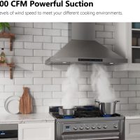 IKTCH 36-inch Wall Mount Range Hood 900 CFM Ducted/Ductless Convertible, Kitchen Chimney Vent Stainless Steel with Gesture Sensing & Touch Control Switch Panel, 2 Pcs Adjustable Lights(IKP02-36'') - Image 2