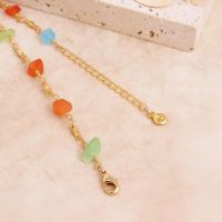 Gold Plated Blue Green Red Natural Stone Chain Link Bracelets for Women, Dainty Adjustable Bracelet Summer Festival Jewelry Gift - Image 4