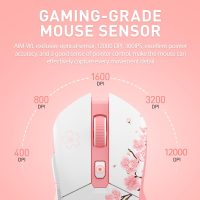 DAREU Sakura Pink Wireless Gaming Mouse with Charging Dock Rechargeable RGB,12K DPI,6 Programmable Buttons High-Precision Sensor [300IPS] [1000Hz] for PC Notebook Mac - Image 8