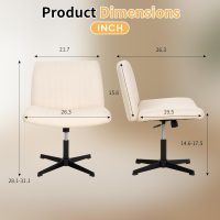 BLKMTY Home Criss Cross Legged Chair Armless Office Desk Chairs Height Adjustable Computer Chair No Wheels Wide Seat Ergonomic Vanity Chairs for Bedroom Living Room, Beige - Image 2