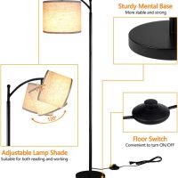 ROTTOGOON Floor Lamp for Living Room with 3 Color Temperatures LED Bulb, Standing Lamp Tall Industrial Floor Lamp Reading for Bedroom, Office (9W LED Bulb, Beige Lampshade Included) -Black - Image 3
