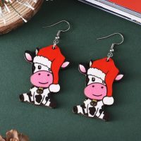 Christmas Earrings for Women Cute Baby Cow Christmas Hat Design Drop Dangle Earrings Christmas Outfits Costume Jewelry Accessories - Image 4
