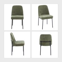 COLAMY Modern Dining Chairs Set of 4, Fabric Upholstered Dining Room Chairs Dinner Chair Stylish Kitchen Chairs with Curved Back and Metal Legs, Green - Image 4