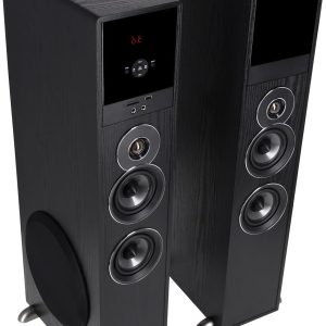 Rockville TM80B Powered Home Theater Tower Speaker System, Black, 800W, 8" Subwoofers, Bluetooth, USB/SD Playback, FM Radio, Remote Control, Karaoke Ready, Perfect for Home Entertainment