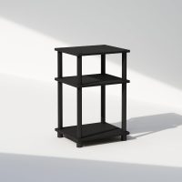 Furinno Just 3-Tier Turn-N-Tube Open Storage Nightstand, 1-Pack, Plastic Poles, Americano/Black - Image 5