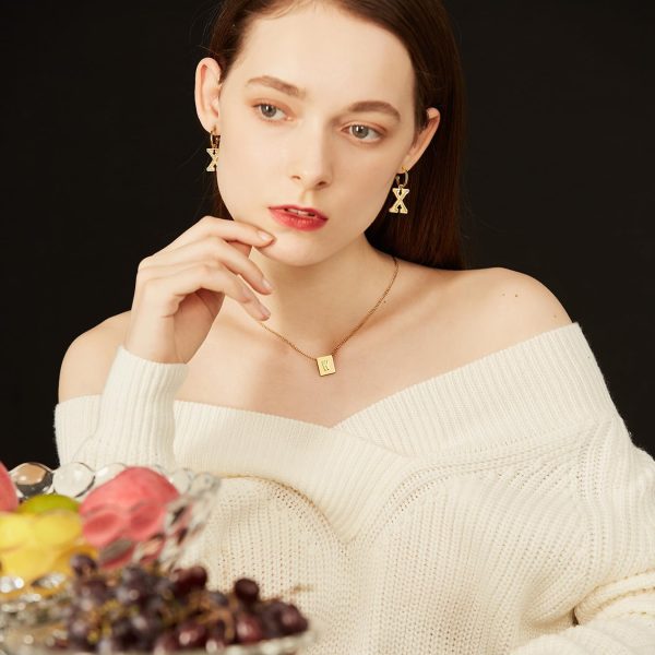 Gold Earrings with Charm Personalized Letter Drop Dangle Earrings for Women Dainty Jewelry