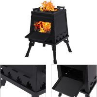 Lineslife Wood Burning Camp Stove, Portable Cast Iron Camping Wood Stove, Black Woodstove with Carrying Case for Backpacking Outdoor Cooking - Image 5