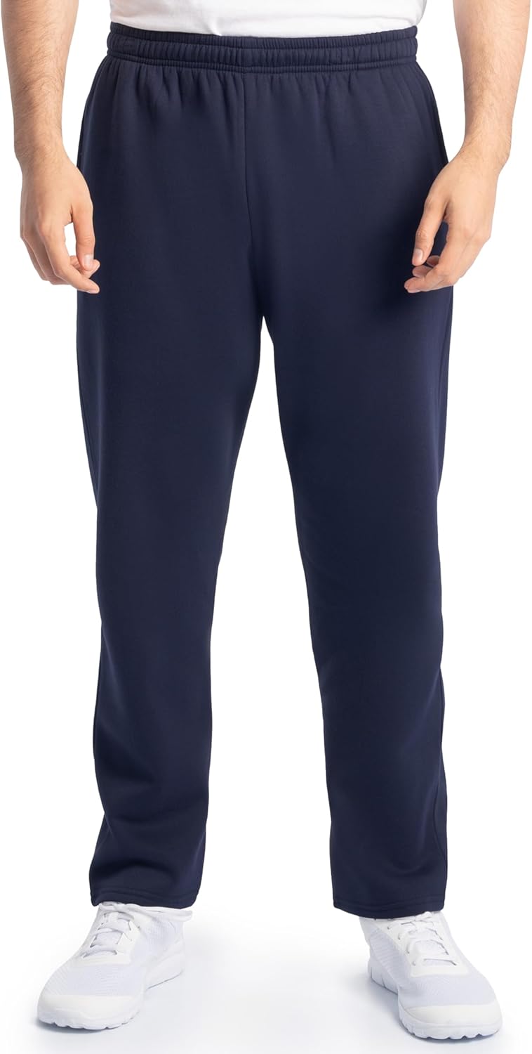 Fruit of the Loom Men’s Eversoft Fleece Open Bottom Sweatpants with Pockets, Relaxed Fit, Moisture Wicking, Breathable