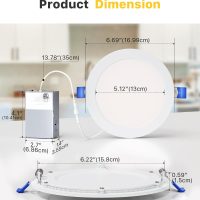 Ensenior 12 Pack 6 Inch LED Recessed Ceiling Light, Dimmable, 6000K Clear White, 1050LM 12W 120V, High Brightness Canless Wafer Downlight - ETL&FCC&IC - Image 5