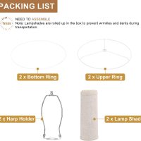 Lampshades Set of 2, Drum Lampshades 11.6" Top x 12.6" Bottom x 9.8" High, Seaside village Medium Lampshades (Spider Fitter), Beige Lampshades Natural Linen Hand Crafted, Easy Assembly Required - Image 7