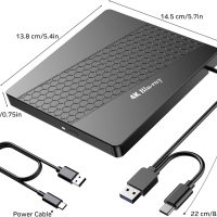 External 4k Blu Ray Drive for Pc,Portable 4k UHD Blu Ray Player,SD/TF Port with Carry Case, US8 3.0 HD Blu-Ray Player,DVD+/-RW External Optical Drive for MacBook Pro Windows Laptop - Image 7