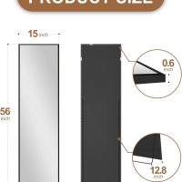 Delma Wall Full Length Mirror,Standing Mirror Full Body,Large Floor for Wall Door Bedroom Bathroom Living Room with Aluminium Frame(with Stand,56x15-Black) - Image 5