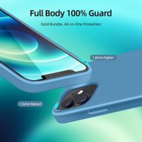 Compatible with iPhone 12 Case/iPhone 12 Pro case 6.1", Slim Liquid Silicone Shockproof Phone Case, Protective Cover with Anti-Scratch Microfiber Lining(Light Blue) - Image 3