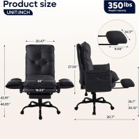 Bestier Cross Legged Office Chair with Footrest, High Back Criss Cross Chair with Reversible Armrests and Wheels, Big and Tall Reclining Office Chair for Home (Black, PU Leather) - Image 2