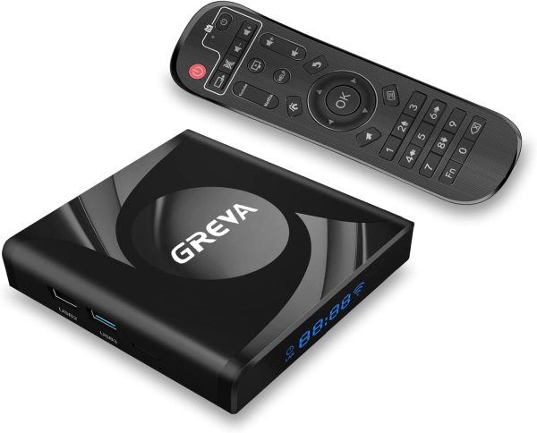 GREVA 8K Android TV Box 13.0 4GB RAM 32GB ROM Smart TV Box RK3528 Chipset Support 2.4G/5.0G WiFi 6 HDR10 BT5.0 USB3.0 Ethernet LAN 3D 1080P 2K 4K+ Utral HD Streaming Media Player