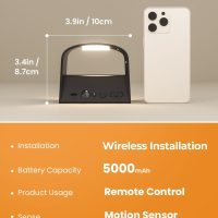 FULEN Motion Sensor Wall Light with Remote Control 3 Colors Wireless Wall Lamp LED Indoor Up and Down Wall Sconce 5000mAh Rechargeable Battery Powered Wall Lamps Brightness Adjustable, Black 2 Pack - Image 2