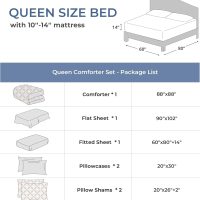 Sasttie Queen Comforter Set, 7-Piece Bed in a Bag, Pintuck Bedding Sets for All Season, Includes Comforter, Flat Sheet, Fitted Sheet, Pillowcases and Pillowshams, Beige - Image 7