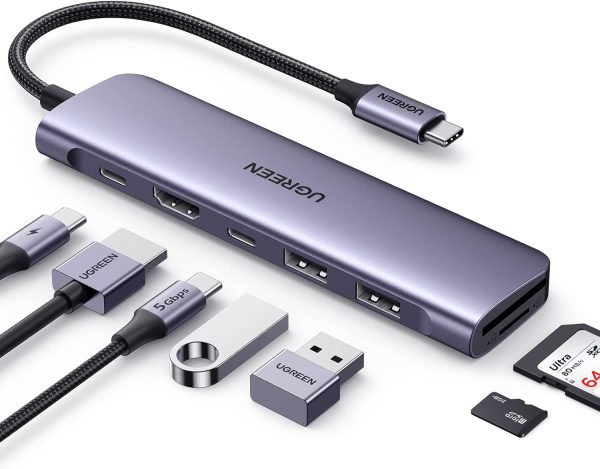 UGREEN Revodok 1071 USB C Hub for Laptop 7 in 1 Dock 4K HDMI, 100W PD Charging, USB-C & 2 USB-A 5Gbps Data Ports, SD/TF Card Reader for MacBook Pro/Air, iPad Pro, XPS, Thinkpad