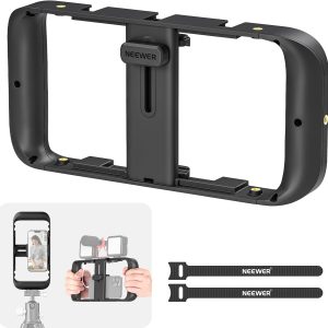 NEEWER Mobile Phone Video Rig, Mobile Phone Grip Stabiliser Cage with Cold Shoe and 1/4 Inch Thread, Video Recording Film Rig, Compatible with iPhone 16 15 Pro Max Plus 14 13 Mini X XS Max XR