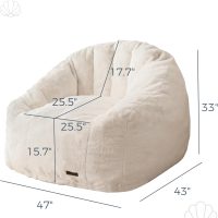 MAXYOYO Giant Bean Bag Chair, Oversized Bean Bag Couch for Adults and Kids, Faux Fur Shell-Shaped Large Chair with Filler, Stuffed Big Accent Sofa Lounge Floor Sofa for Gaming, Reading, Beige - Image 2
