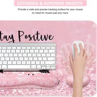 Large Mouse Pad and Keyboard Wrist Rest, Desk Pad for Keyboard and Mouse, 4-in-1 Large Gaming Mouse Pad with Wrist Support, Desk Mat for Home Office Study Game-Pink Stay Positive - Image 4