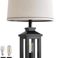 23.75" Retro Farmhouse Black Table Lamp for Living Room Bedroom Nightstand Single Pack Touch Control Bedside Nightlight Vintage Modern Lamp with USB C+A Ports and 2 Light Sources - Image 9