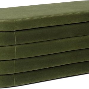 Jennifer Taylor Home Fuji 49" Upholstered Oval Storage Bench, Olive Green