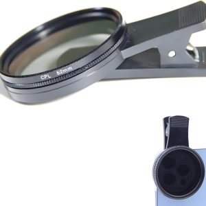52mm Polarized Smart Phone Universal ND 2-400 CPL Filter Clip Kit for Samsung iPhone Camera Accessories Cell Phone Android Lens Attachments Polarizer for iPhone x Neutral Density Filters Mobile