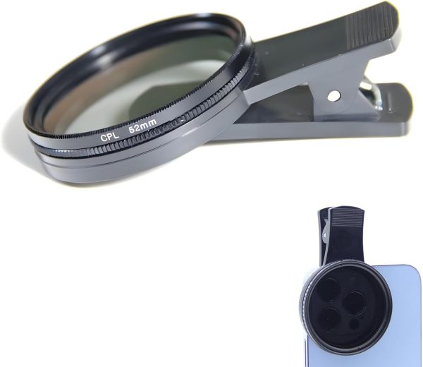52mm Polarized Smart Phone Universal ND 2-400 CPL Filter Clip Kit for Samsung iPhone Camera Accessories Cell Phone Android Lens Attachments Polarizer for iPhone x Neutral Density Filters Mobile