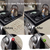 Stove gap filler with stove gap covers, Gap filler for stove and counter, dishwasher air gap, Oven gap filler retractable Length 13.8" to 27.6", Width 0.79",2Pcs Black - Image 2