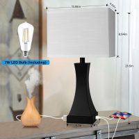 Table Lamp for Bedroom 3-Way Dimmable Touch Control Bedside Lamp with USB A+C Port & AC Outlet 21.6" Tall Nightstand Lamp for Living Room Office and Hotel Bulb Included - Image 4