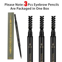 3 Pcs Waterproof Eyebrow Pencil Dark Brown, Premium Eye Brow Pencil Brn with Spoolie Brush, Longwearing for Perfect Brows, Professional, Precision, Defines, Universal Benefit Eyebrow Pencil, O'CHEAL - Image 2