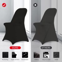 HAINARverS Stretch Spandex Folding Chair Covers 30PCS Universal Fitted Chair Cover Protector for Wedding,Party, Banquet, Holidays, Celebration, Decoration (Black, 30 PCS) - Image 5